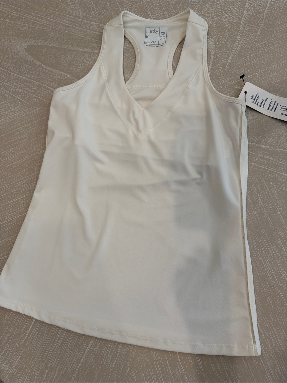Lucky in Love Cream Racerback V-Neck Tank Top